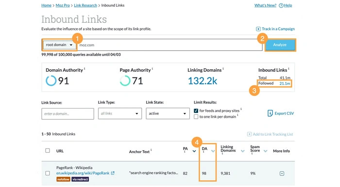 نحوه بررسی دامین اتوریتی با Moz Link Explorer